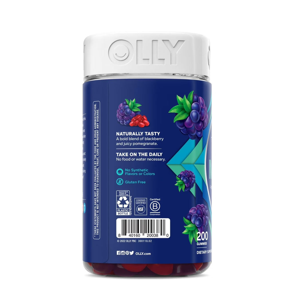 OLLY | Multivitamínicos para Hombres | 200 Gomitas Sabor Zarzamora | Multivitamínicos