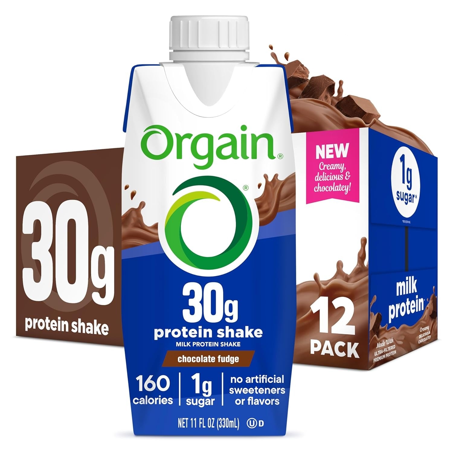 Orgain | Batido de Proteína Sabor Chocolate 30 g  | 18 Pack de 330 ml | Fuerza y Rendimiento