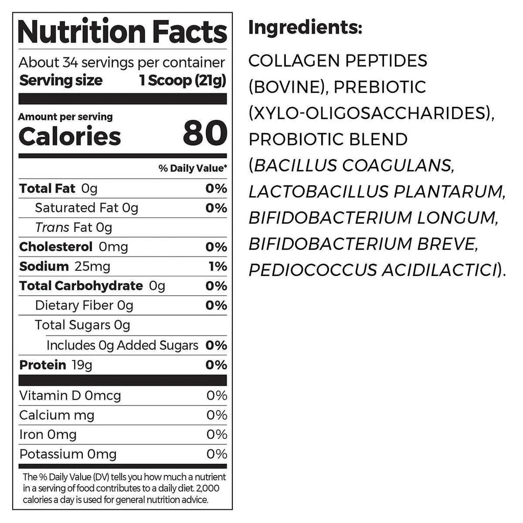 Orgain | Péptidos de Colágeno + Probióticos 20g Colágeno | 726g | Soporte para Piel, Cabello, Digestiva y Articular