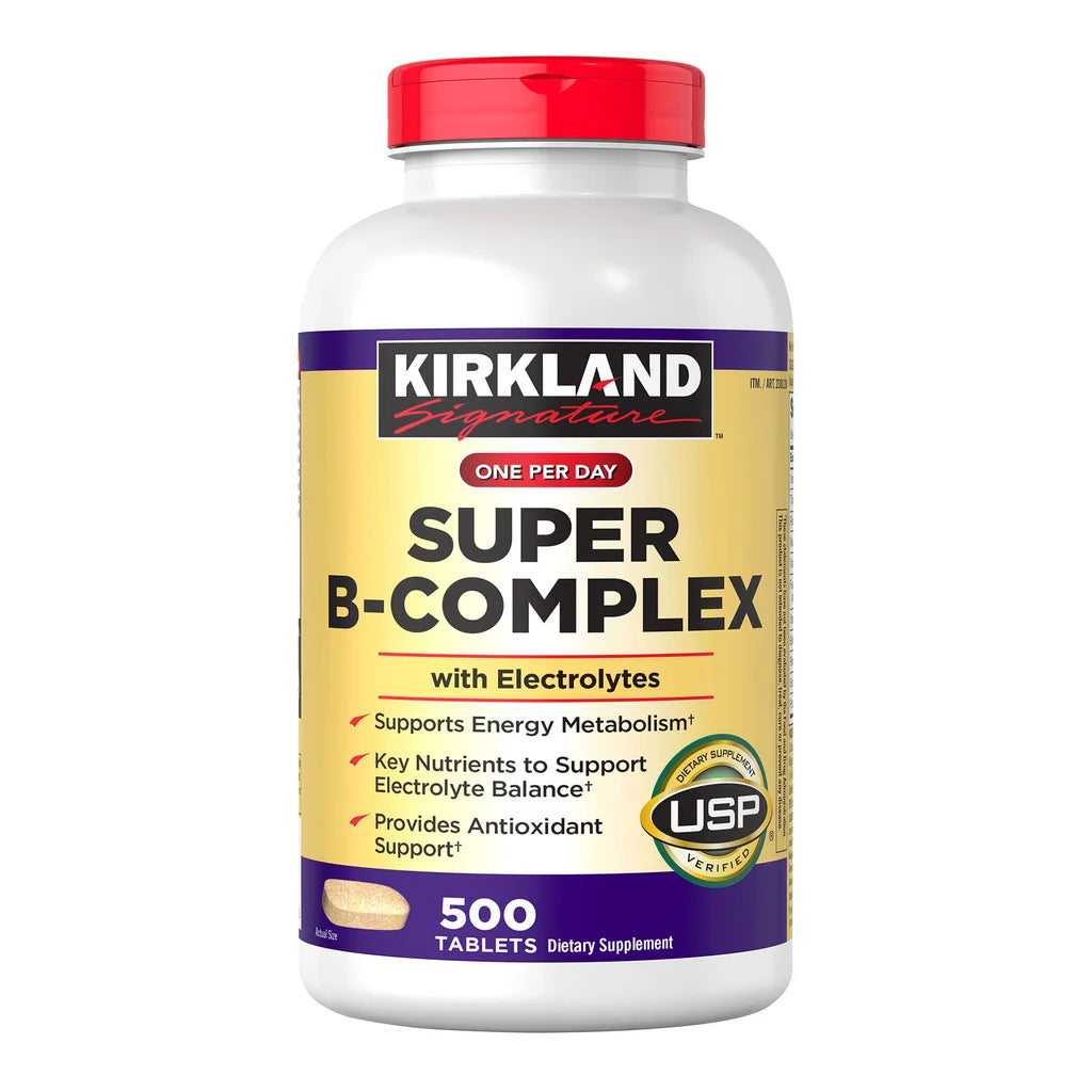 Kirkland Signature | Complejo B + Electrolitos | 500 Tabletas | Apoyo para Energía, Sistema Nervioso e Hidratación |