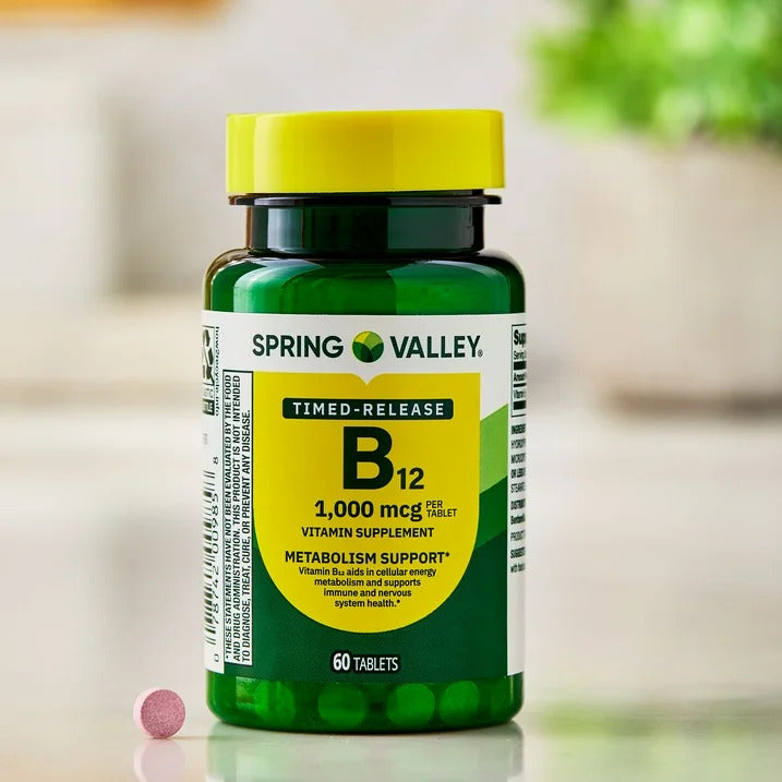 Spring Valley | Vitamina B 12 1000 mcg | 60 Tabletas | Apoyo al Metabolismo