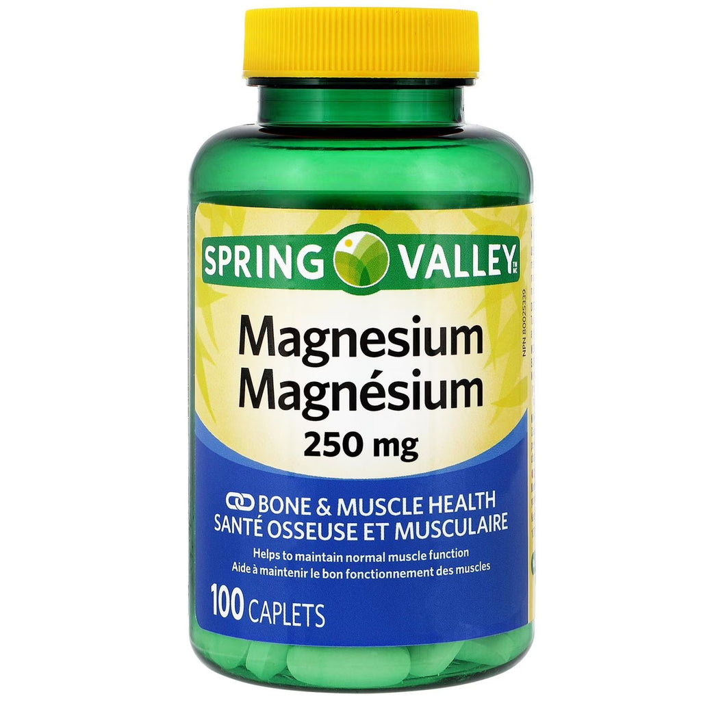 Spring Valley |  Magnesio 250 mg | 100 Tabletas | Sueño, Músculos y Sistema Nervioso