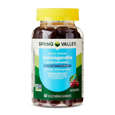 Spring Valley | Ashwagandha 300 mg | 60 Gomitas Sabor Cereza | Relajación y Estrés