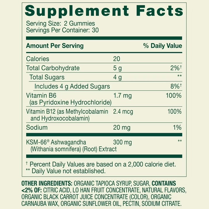 Spring Valley | Ashwagandha 300 mg | 60 Gomitas Sabor Cereza | Relajación y Estrés