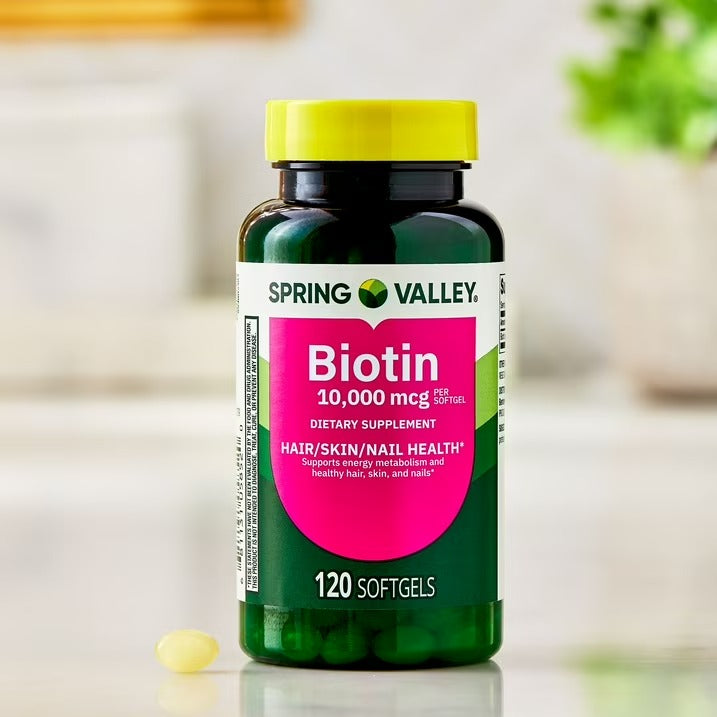 Spring Valley | Biotina 10,000 mcg | 120 Softgels | Salud de Cabello, Piel y Uñas