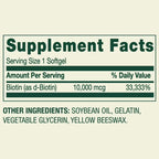 Spring Valley | Biotina 10,000 mcg | 120 Softgels | Salud de Cabello, Piel y Uñas