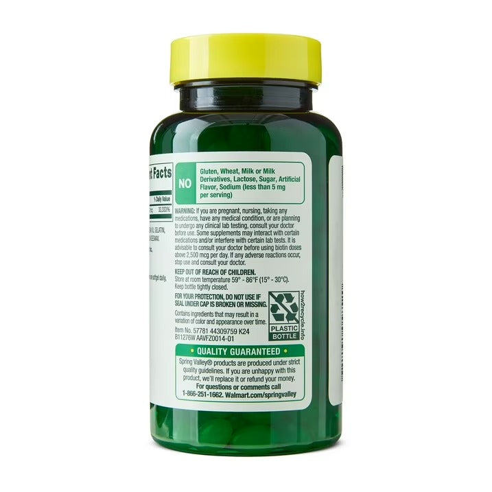 Spring Valley | Biotina 10,000 mcg | 120 Softgels | Salud de Cabello, Piel y Uñas