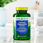 Spring Valley | Calcio, Magnesio, Zinc & Vitamina D3 | 250 Caplets | Salud Ósea e Inmune