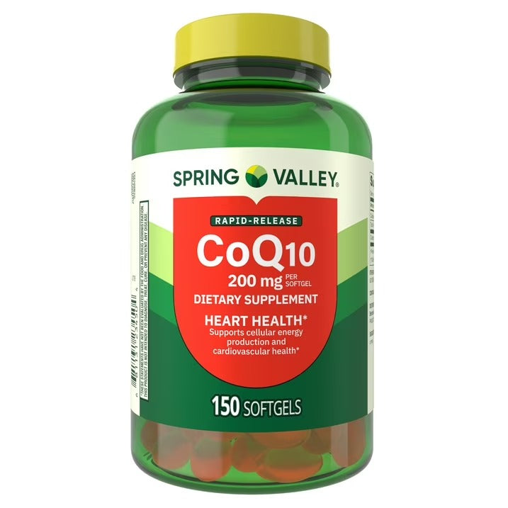Spring Valley CoQ10 200 mg 150 softgels -- Liberacion Rapida, frasco verde tapa amarilla