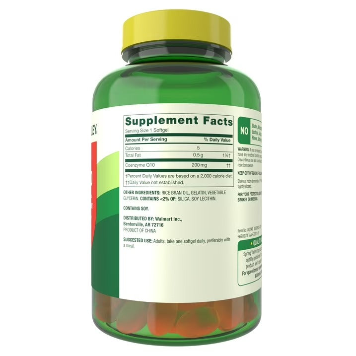 Spring Valley | CoQ10 200 mg | 150 Softgels | Salud Cardiovascular