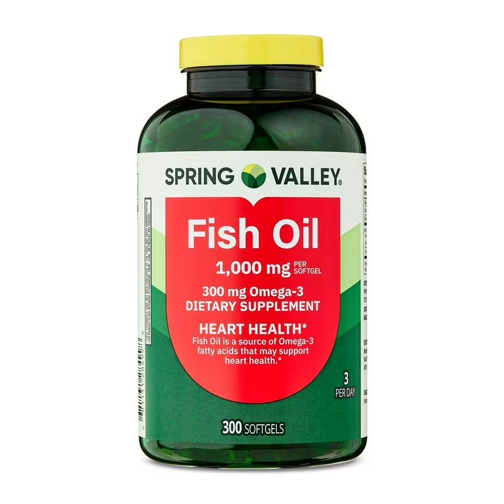 Spring Valley Omega-3 Fish Oil | 1000 mg | 300 Softgels | Salud Cardiovascular | Suplementos