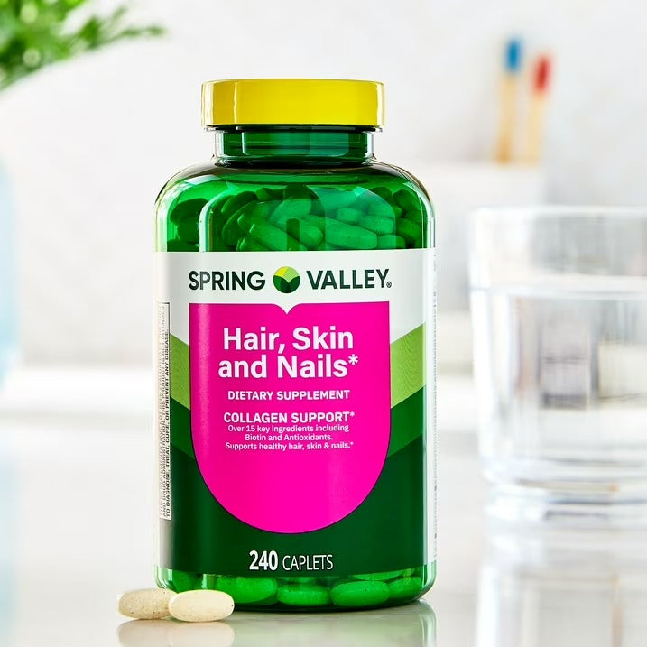 Spring Valley | Cabello, Piel &  Uñas  | 240 Cápsulas | Salud  Cabello, Piel &  Uñas
