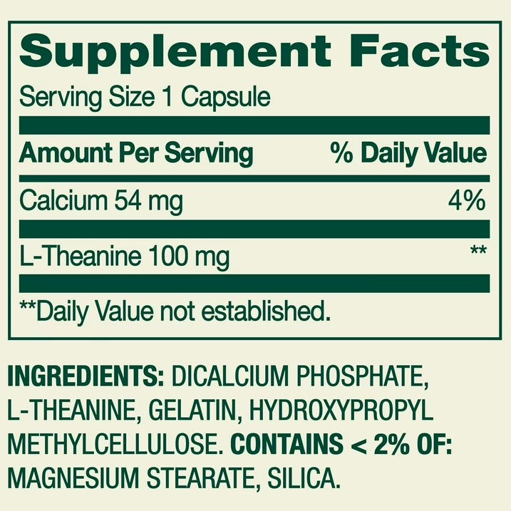 Spring Valley | L-Teanina 100 mg | 100 Cápsulas | Apoyo al Estado de Ánimo