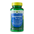 Spring Valley | Magnesio 200 mg | 60 Cápsulas Vegetarianas |  Sueño, Músculos y Sistema Nervioso