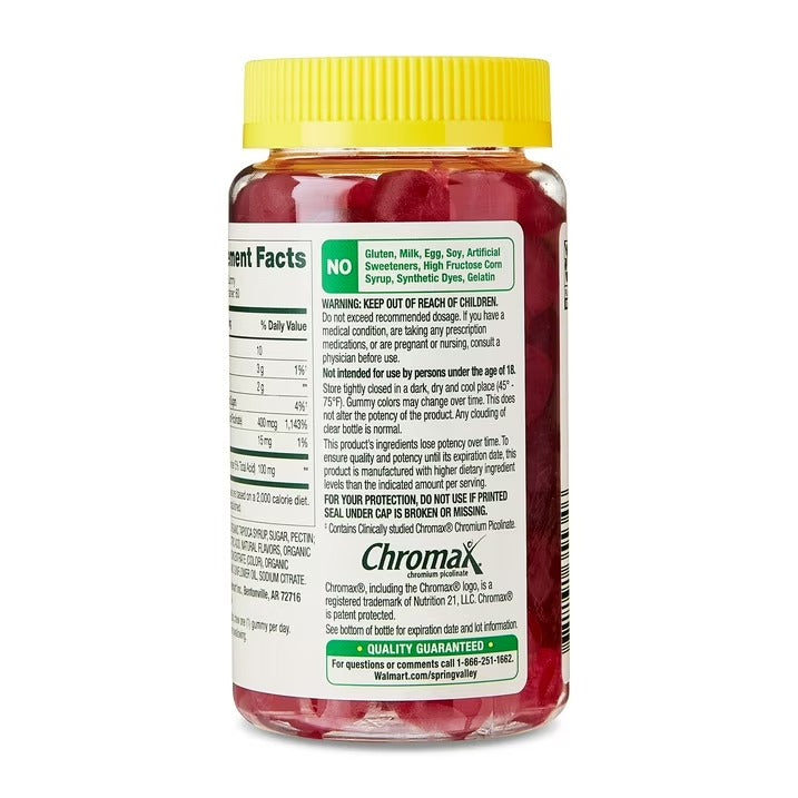 Spring Valley  | Picolinato de Cromo 400 mcg | 60 Gomitas | Control de Peso