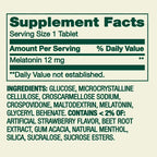 Spring Valley | Melatonina Ultra Fuerte 12 mg | 60 Tabletas Vegetarianas | Soporte para el Sueño