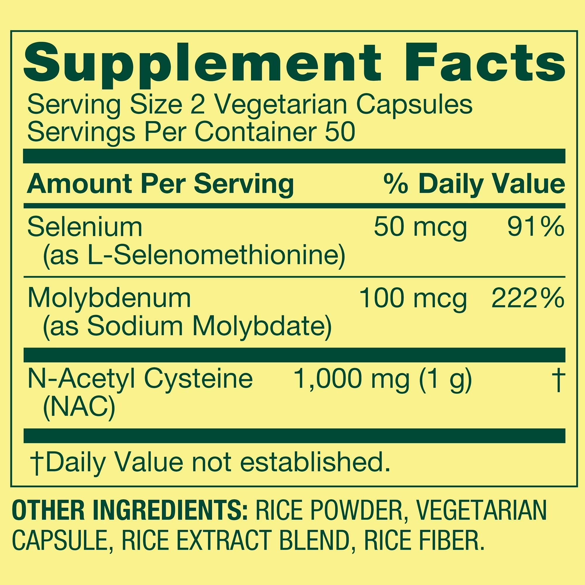 Spring Valley |  NAC (N-Acetil Cisteína) 1,000 mg | 100 Cápsulas Vegetarianas | Salud Inmunológica
