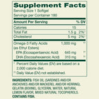 Spring Valley | Omega-3 Aceite de Pescado 1000 mg | 180 Softgels | Salud Cardiovascular y Cerebral