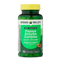 Spring Valley | Enzima de Papaya | 180 Tabletas Masticables |  Digestión
