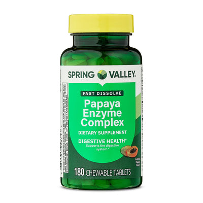 Spring Valley | Enzima de Papaya | 180 Tabletas Masticables |  Digestión