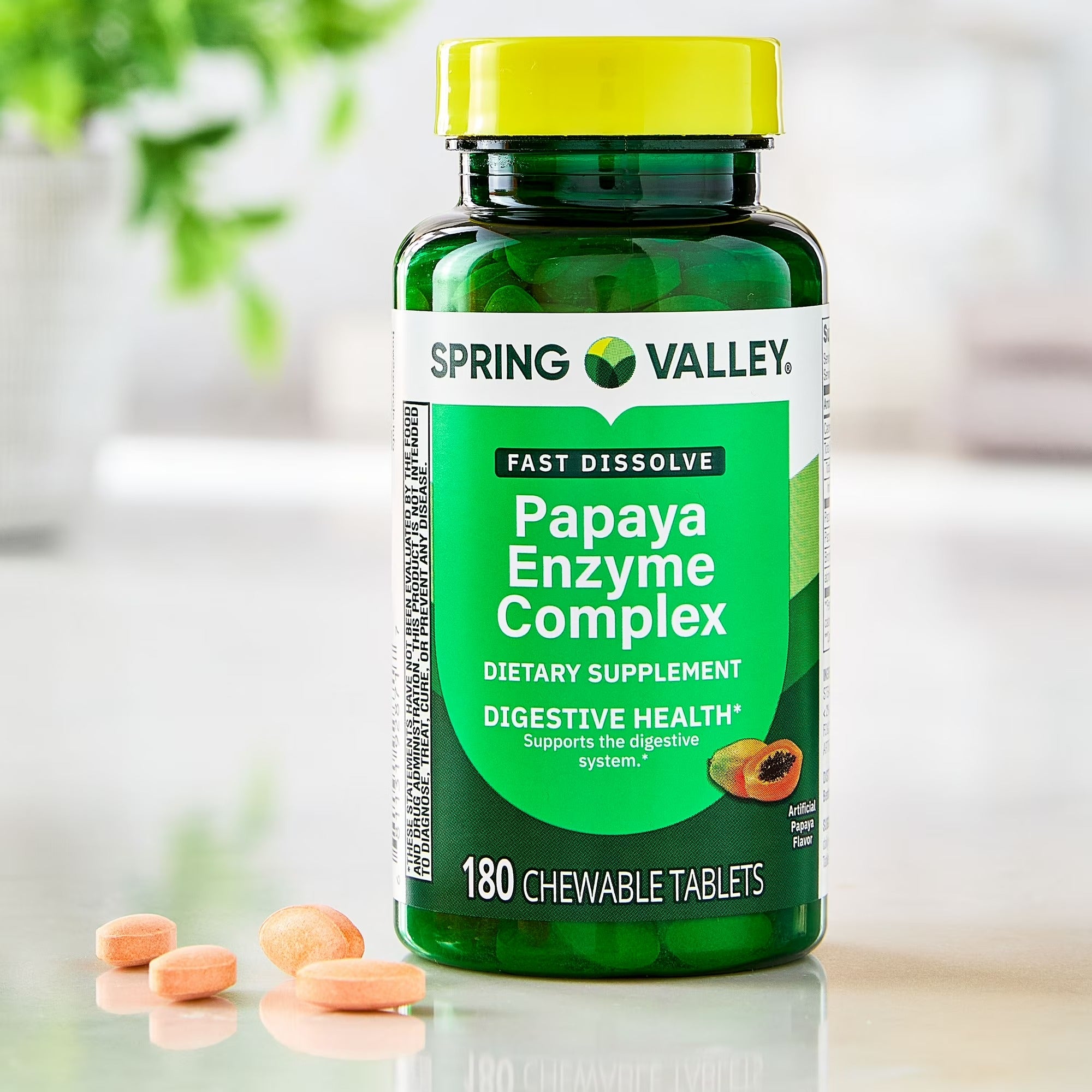 Spring Valley | Enzima de Papaya | 180 Tabletas Masticables |  Digestión