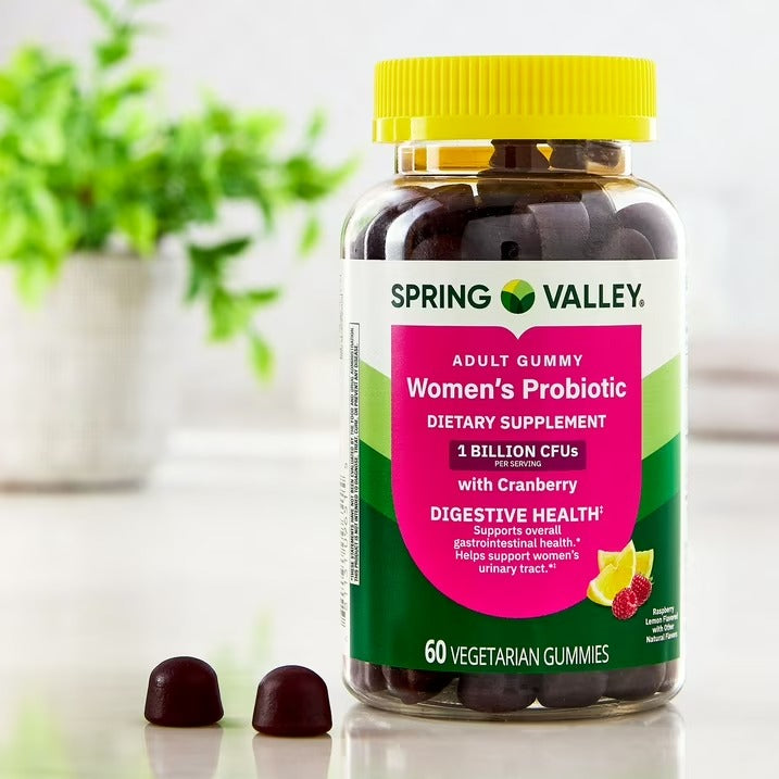 Spring Valley | Probiótico Femenino + Cranberry 1B CFU  1 Billion CFU | 60 Gomitas | Salud Femenina |