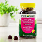 Spring Valley | Probiótico Femenino + Cranberry 1B CFU  1 Billion CFU | 60 Gomitas | Salud Femenina |