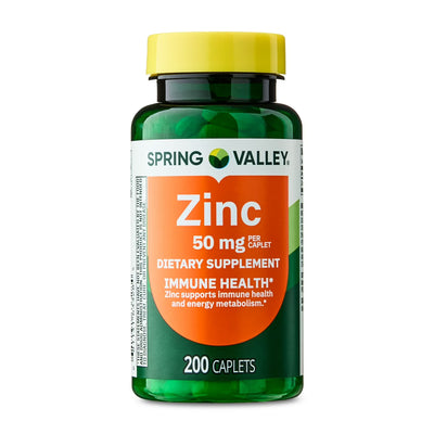 Spring Valley |  Zinc 50 mg | 200 Tabletas | Salud Inmunológica