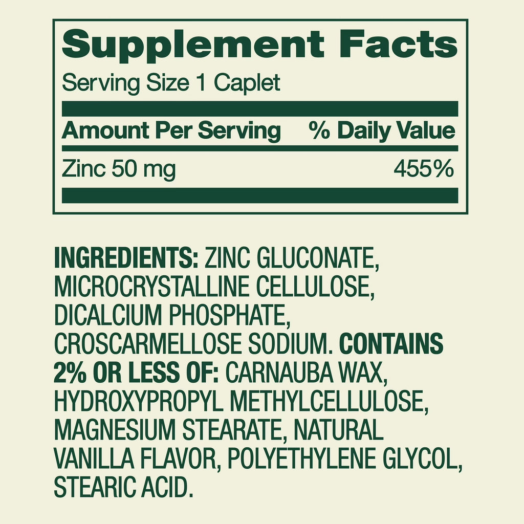 Spring Valley |  Zinc 50 mg | 200 Tabletas | Salud Inmunológica