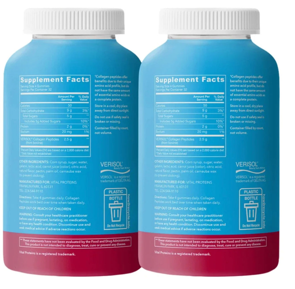 Vital Proteins | Gomitas de Colágeno 250 mg | 128 Gomitas | Salud de Piel y Cabello